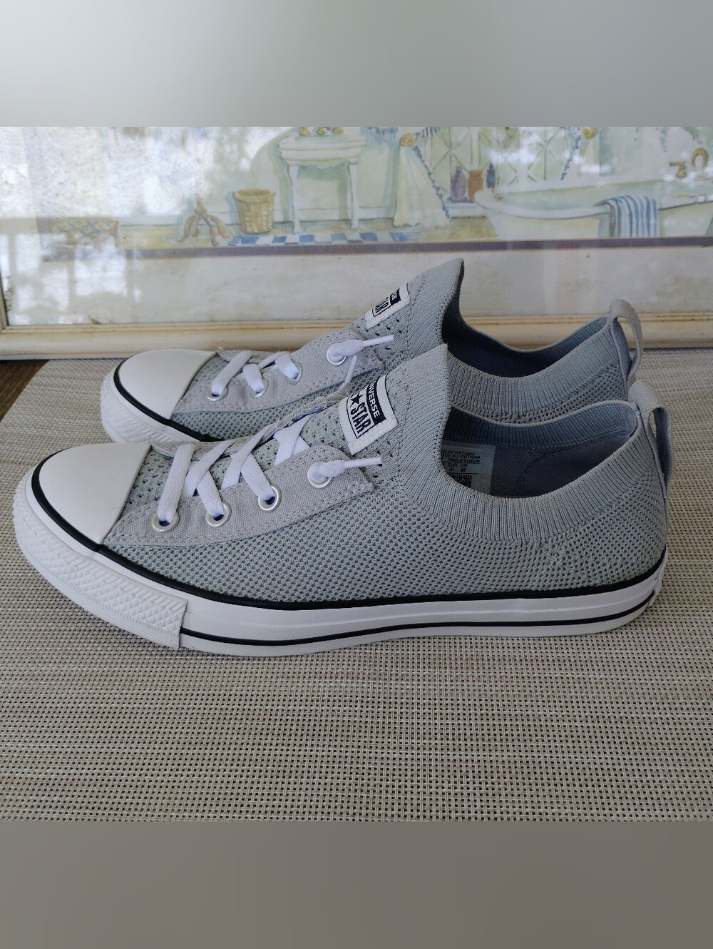 Converse "Chuck Taylor All-Star Shoreline Knit Slip-In" Grey Knit Shoe. Size 9.5
